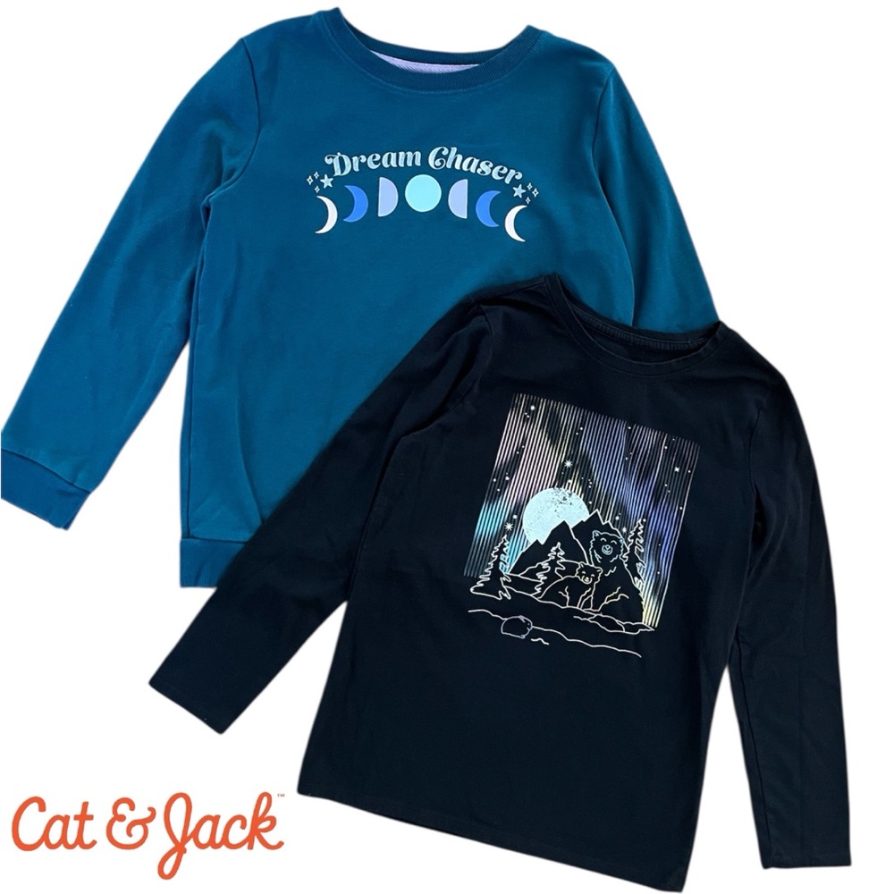 Girls Fleece Sweatshirt and Long Sleeve T-Shirt Duo Size 10/12 Large